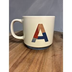 FRINGE STUDIO Double Sided Monogram “A" Initial Letter Ceramic Coffee Cup/Mug